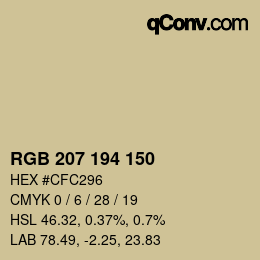 カラーコード: RGB 207 194 150 | qconv.com