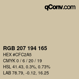 Color code: RGB 207 194 165 | qconv.com