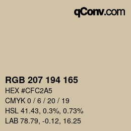Código de color: RGB 207 194 165 | qconv.com