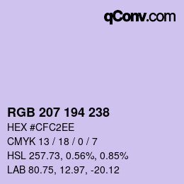 颜色代码: RGB 207 194 238 | qconv.com
