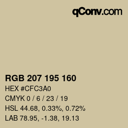 Color code: RGB 207 195 160 | qconv.com