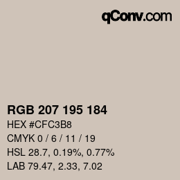 颜色代码: RGB 207 195 184 | qconv.com