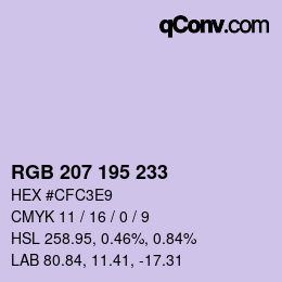 Color code: RGB 207 195 233 | qconv.com