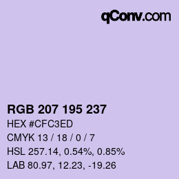 Color code: RGB 207 195 237 | qconv.com