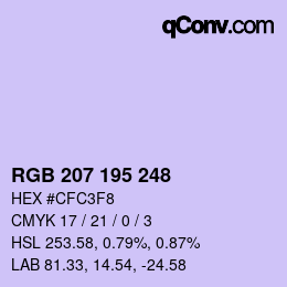 Color code: RGB 207 195 248 | qconv.com