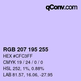 颜色代码: RGB 207 195 255 | qconv.com