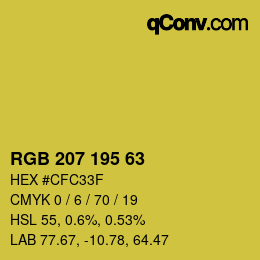 Farbcode: RGB 207 195 63 | qconv.com