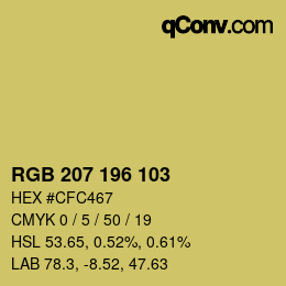 Color code: RGB 207 196 103 | qconv.com