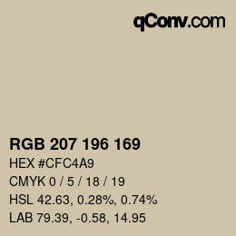 カラーコード: RGB 207 196 169 | qconv.com