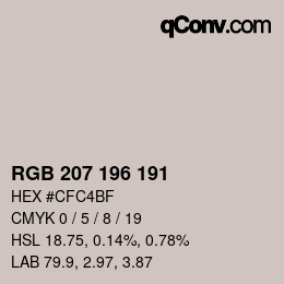 カラーコード: RGB 207 196 191 | qconv.com