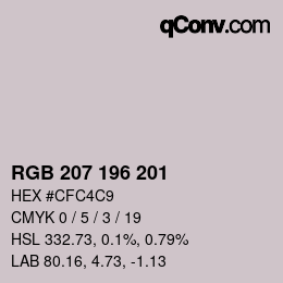 Color code: RGB 207 196 201 | qconv.com