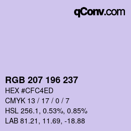 Color code: RGB 207 196 237 | qconv.com