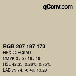 Color code: RGB 207 197 173 | qconv.com