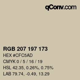 颜色代码: RGB 207 197 173 | qconv.com