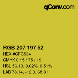 Color code: RGB 207 197 52 | qconv.com