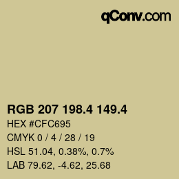 カラーコード: RGB 207 198.4 149.4 | qconv.com