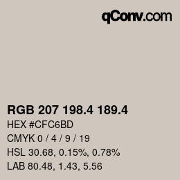 カラーコード: RGB 207 198.4 189.4 | qconv.com