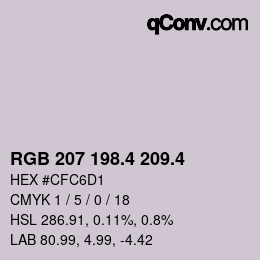 カラーコード: RGB 207 198.4 209.4 | qconv.com