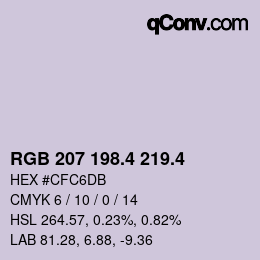 カラーコード: RGB 207 198.4 219.4 | qconv.com