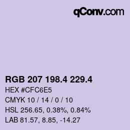 カラーコード: RGB 207 198.4 229.4 | qconv.com