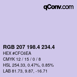 カラーコード: RGB 207 198.4 234.4 | qconv.com