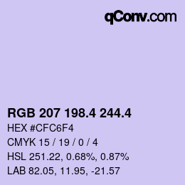 カラーコード: RGB 207 198.4 244.4 | qconv.com