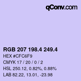 カラーコード: RGB 207 198.4 249.4 | qconv.com