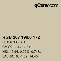 カラーコード: RGB 207 198.8 172 | qconv.com
