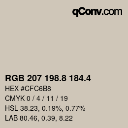 カラーコード: RGB 207 198.8 184.4 | qconv.com