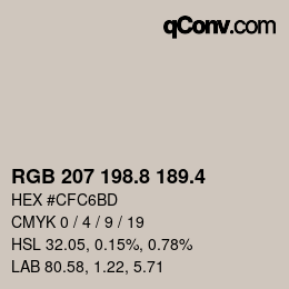 カラーコード: RGB 207 198.8 189.4 | qconv.com