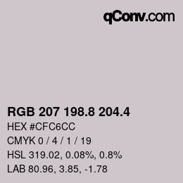 カラーコード: RGB 207 198.8 204.4 | qconv.com