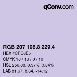 カラーコード: RGB 207 198.8 229.4 | qconv.com
