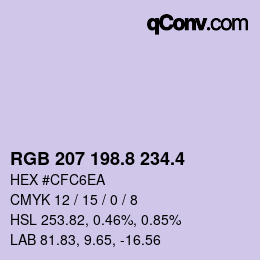 カラーコード: RGB 207 198.8 234.4 | qconv.com