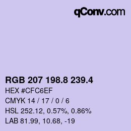 カラーコード: RGB 207 198.8 239.4 | qconv.com