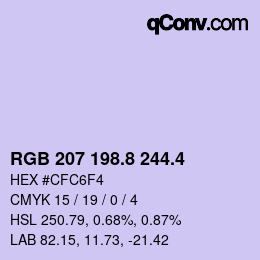 カラーコード: RGB 207 198.8 244.4 | qconv.com