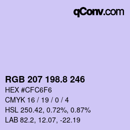 カラーコード: RGB 207 198.8 246 | qconv.com