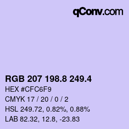 カラーコード: RGB 207 198.8 249.4 | qconv.com