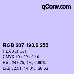 Color code: RGB 207 198.8 255 | qconv.com