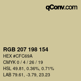 Color code: RGB 207 198 154 | qconv.com