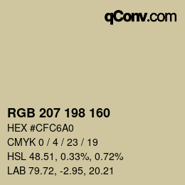 Color code: RGB 207 198 160 | qconv.com
