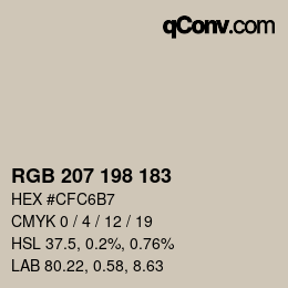 Color code: RGB 207 198 183 | qconv.com