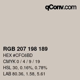 Color code: RGB 207 198 189 | qconv.com