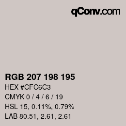 カラーコード: RGB 207 198 195 | qconv.com