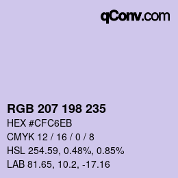 カラーコード: RGB 207 198 235 | qconv.com