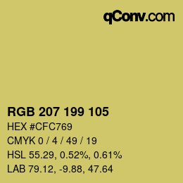Color code: RGB 207 199 105 | qconv.com