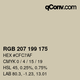 カラーコード: RGB 207 199 175 | qconv.com