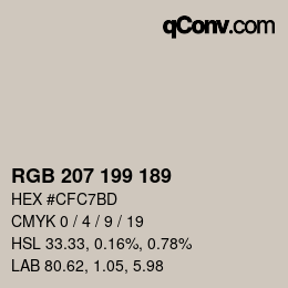 Color code: RGB 207 199 189 | qconv.com