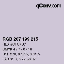 颜色代码: RGB 207 199 215 | qconv.com