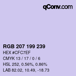 カラーコード: RGB 207 199 239 | qconv.com