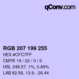 Color code: RGB 207 199 255 | qconv.com
